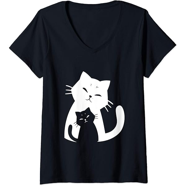 トップス CAT PRINTED TEE(BLACK, 38) Amazon.com: Black Cat and White Cat T-Shirt for Men Women