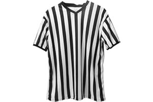 Rehomy Mens Official Umpire Jersey Black and White Stripe V-Neck Ref Uniform Referee Shirt for Basketball Football Soccer