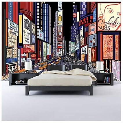 Amazon Com Azutura Times Square New York Wall Mural City Illustration Photo Wallpaper Bedroom Decor Available In 8 Sizes X Small Digital Kitchen Dining