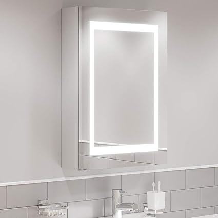 Artis Bathroom Led Mirror Cabinet Illuminated Demister Pad Shaver Socket 500 X 700mm Amazon Co Uk Kitchen Home