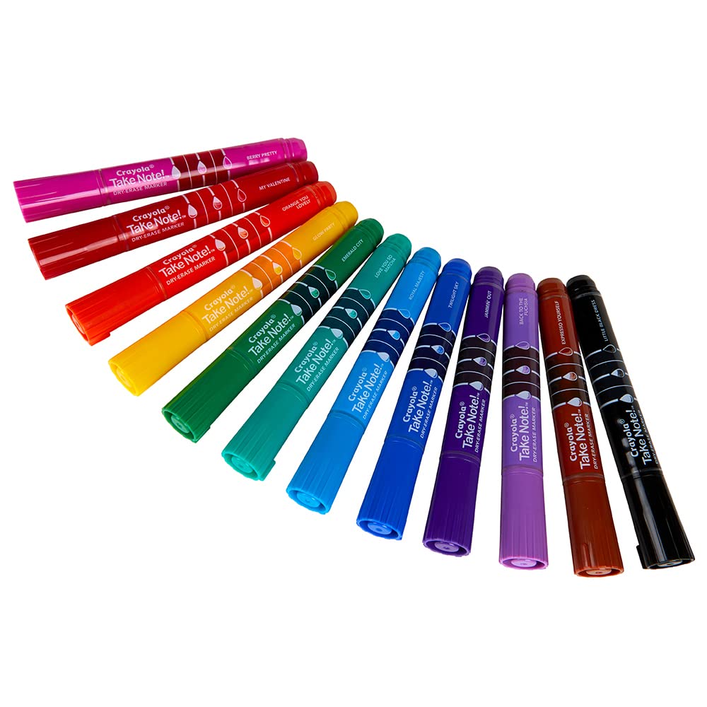 Crayola Take Note Dry Erase Markers for School (12ct) Teacher Supplies, Chisel Tip Whiteboard Markers, Essential Classroom Must Haves, Low Odor