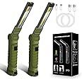 2Pack LED Work Light, USB Rechargeable COB Light with Magnetic Base 360°Rotate and 5 Modes, Folding Flashlight Inspection Light for Car Repairing, Workshop, Household and Emergency Use, Large