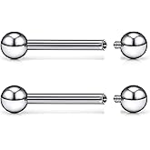 Kadogohno F136 Titanium 16/14/12/8/6/4/2G Internally Threaded Nipple Tongue Ring Industrial Bridge Prince Albert Piercing Jewelry Earrings 14/16/19/30/35/38/40mm Bars Barbells for Women Men