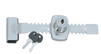 Spider Steel Regular Sliding Glass Lock with 2 Moulded Keys (Pack of 3 Pcs)