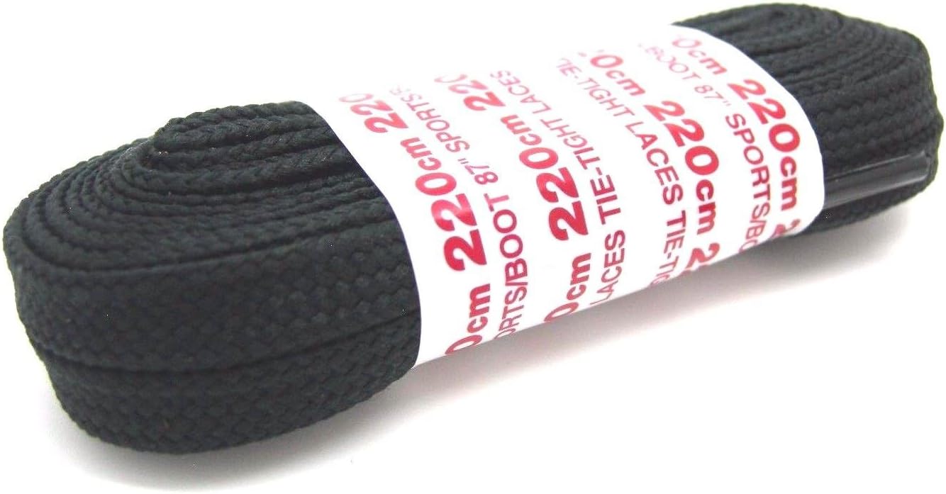 220cm Chainsaw Flat Fat Extra Long Shoe//Boot/Trainer Laces British Made (Black)