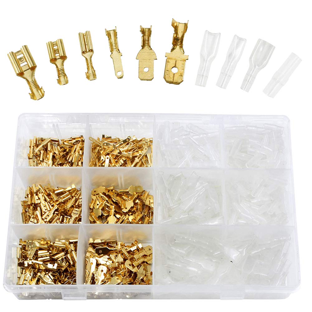 WayinTop 360 Set Male and Female Wire Spade Connector Wiring Electrical Crimp Terminals Block with Insulating Sleeve Assortment Kit 3 Type 2.8mm 4.8mm 6.3mm Quick Splice (Connectors)