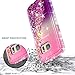 Galaxy S7 Case with Tempered Glass Screen Protector for Girls Women Kids, NageBee Glitter Liquid Sparkle Bling Floating Waterfall Diamond Shockproof Cute Case for Samsung Galaxy S7 -Pink/Purple