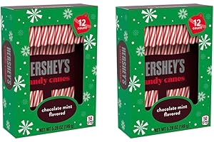 Hershey's Chocolate Mint Christmas Flavored Candy Canes 12 Count Pack of 2 W/Exit 28 Bargains Sticker Stocking Stuffers