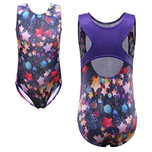 TFJH One-piece Sparkle Dancing Gymnastics Athletic Leotard for Little Girl Star 6A