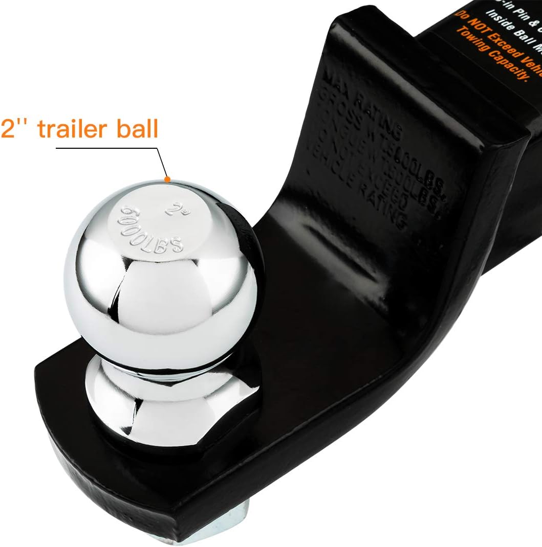 TOPSKY TS2003 Trailer Hitch Ball Mount with 2 in Hitch Ball, Fits 2 Inch Receiver and Hitch Pin, 6000lbs, Hollow Shank: Automotive