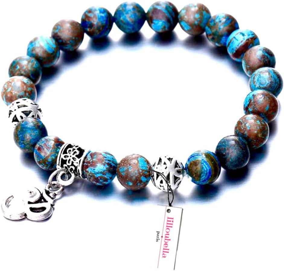 Lilloubella Om Yoga Meditation Bracelet with Natural Stone Beads, Genuine Yoga Buddhist Bracelet Healing Lava for Women & Men