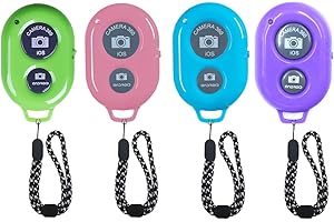 Wireless Camera Shutter Remote Control for Smart Phones- Compatible with iOS/Android (Pink+Green+Blue+Purple)