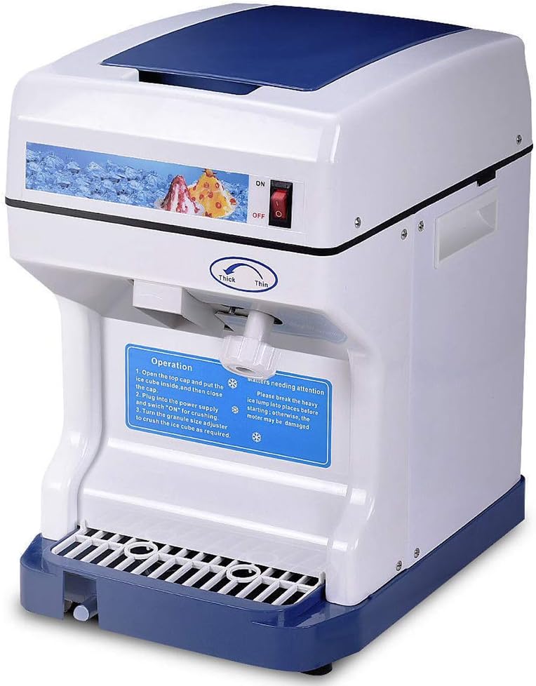 Thaweesuk Shop Electric Ice Shaver Machine Tabletop Shaved Ice Crusher Ice Snow Cone 11.4"x 15.0"x 17"