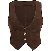 SHENHE Women's Plus Size V Neck Button Up Corduroy Vest Waistcoat Dressy Blazer Suit Vest Top
