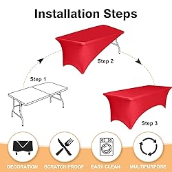 10 Pack 6 Feet Red Spandex Tablecloth for
