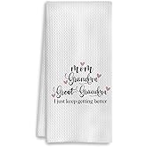 COWEB Great Grandma Gifts Kitchen Towels, Best Great Grandma Hand Towels for Bathroom Decor, GG Baby Announcement Dish Tea Towels for Kitchen Decor, 16x24 Inch