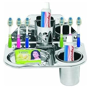 ROYAL ALFA 3 in 1 Toothbrush Holder Stand for Home and Bathroom Accessories