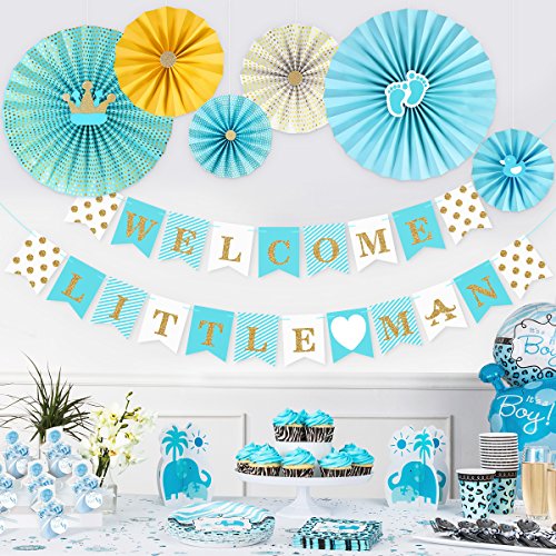 Unomor Baby Shower Decorations for Boys, Boy Baby Shower Decorations Sets Blue-Includes