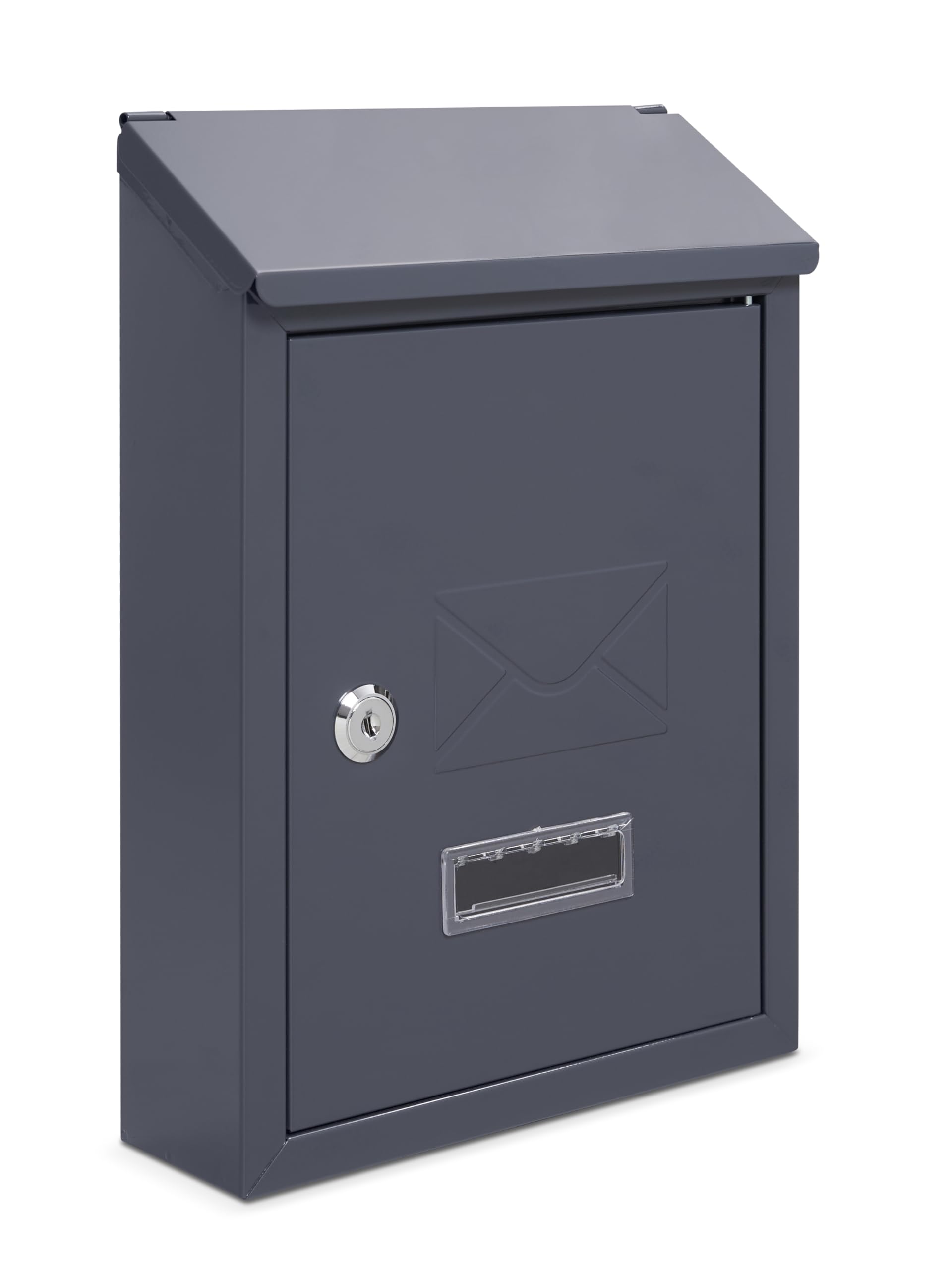 Assorted Collections Wall Mounted Post Box, Lockable Mailbox with 2 Keys, Weatherproof Letterbox, Easy To Install 21x30x7cm (Grey)