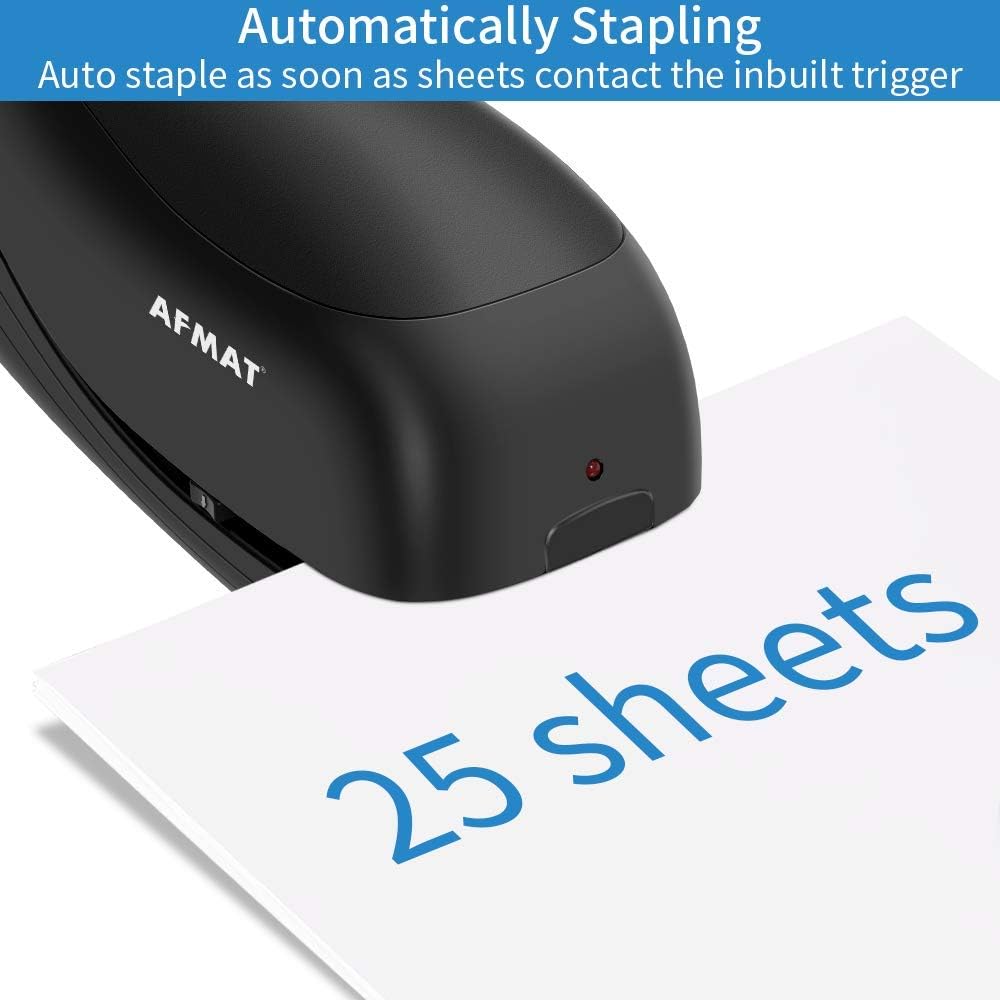 Electric Stapler Desktop, Automatic Staplers for Desk, Portable Stapler, AC or Battery Powered Heavy Duty Stapler, with Reload Reminder & Release Button, 25 Sheets Capacity, Black : Office Products
