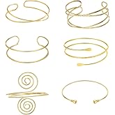 ADULLPONY 6 Pieces Gold Arm Cuff Jewelry Upper Arm Cuff Bracelets Bangle Adjustable Armband Set for Women