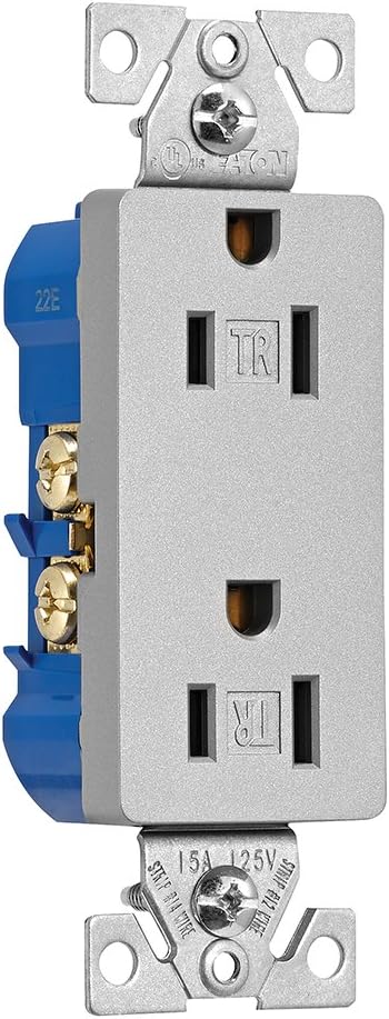 EATON TR1107SG-SP-L Designer Duplex Receptacle, Silver Granite - - 