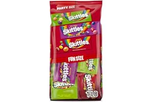 Wrigley's Skittles Fun Size Original, Wild Berry, and Sour Chewy Individually Wrapped Stocking Stuffers Christmas Candy Variety Pack, 26.46 Oz Bulk Bag