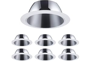 6 Pack 6 Inch Recessed Can Light Trim with Aluminum Reflector, for 6 inch Recessed Can, Detachable Iron Ring Included