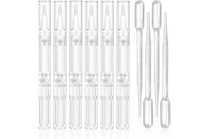 uadbau 6 Pcs 3ml Empty Cuticle Oil Pen with 4 Pcs Transfer Pipettes - Transparent Nail Oil Twist Pens with Brush Tip for Nail Oil, Eyelash Growth Liquid, Cosmetic Lip Gloss Container Applicators
