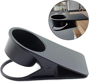 HJ Garden Black Plastic Drinking Cup Holder Clip for Home Office,Water Drink Coffee Bottle Holder Clamp Saucer Table Desk Side Clips
