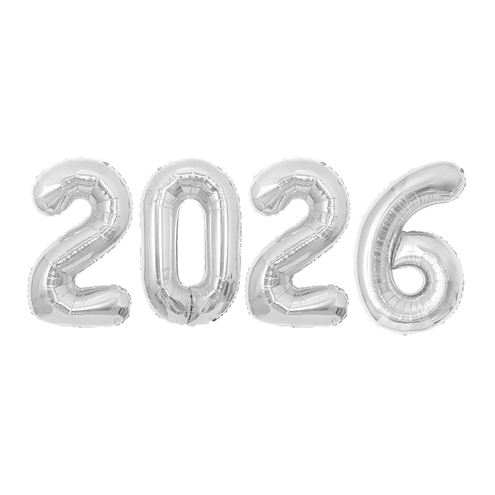 Photo 1 of 16 Inch 2026 Balloons Number 2026 Foil Balloons for New Years Eve Party Supplies Anniversary Party Graduation Decorations Home Office Decoration, Silver