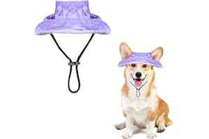 OTKARXUS Dog Sun Hat,1PC Adjustable Princess Dog Bucket Hat with Ear Holes,Round Brim Dogs Visor Cap Pet Fisherman Hat for Pupies Small Dogs Cat Outdoor Sport (Purple, Small)