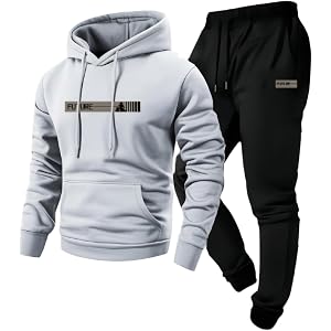 Shiketong Men Tracksuit Cool Lounge Casual Hooded Sweatshirt and Joggers Set for Vacation Gym Home