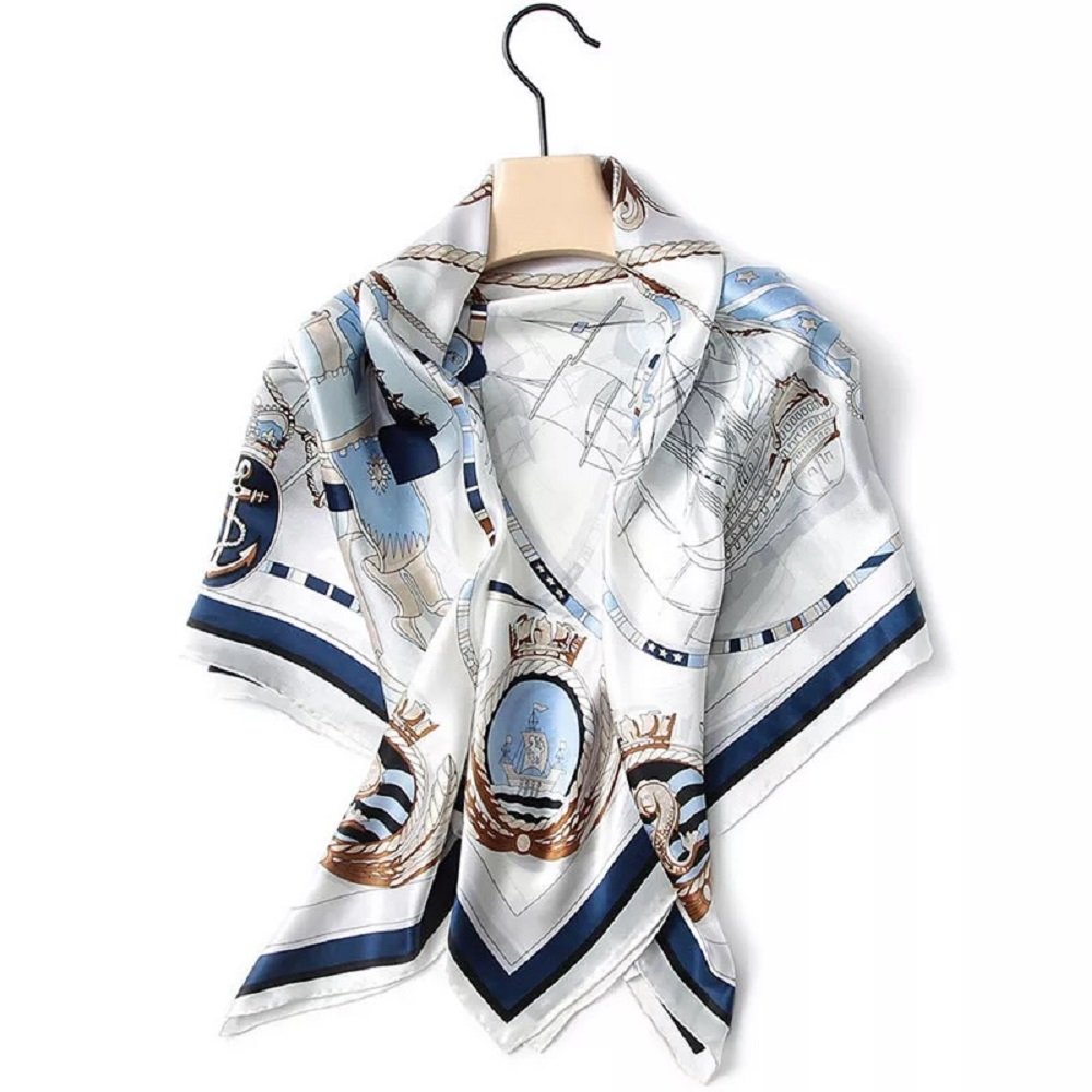 100% Silk Scarf Lightweight Fashion Nautical Marine Square Scarf Shawl Wraps 100% Silk Scarf Lightweight Fashion Nautical Marine Square Scarf Shawl Wraps