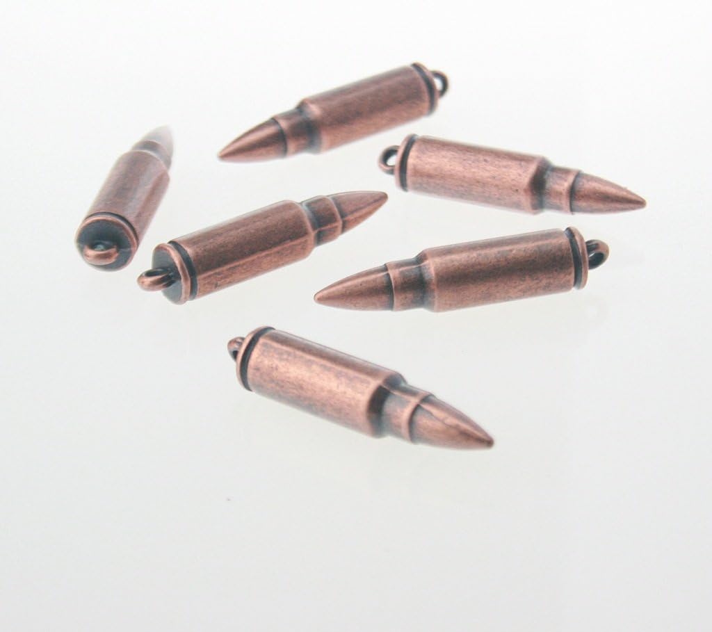 5 pcs.Zinc Antique Copper Tone Ammunition Bullet Decorations Findings 8x36 mm.