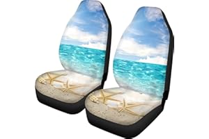 Pehede Car Seat Cover Sea ??Beach Shells Front for Cars, Easy to Install Cover Set, Accessories Auto Trucks Van SUV,2 Packs