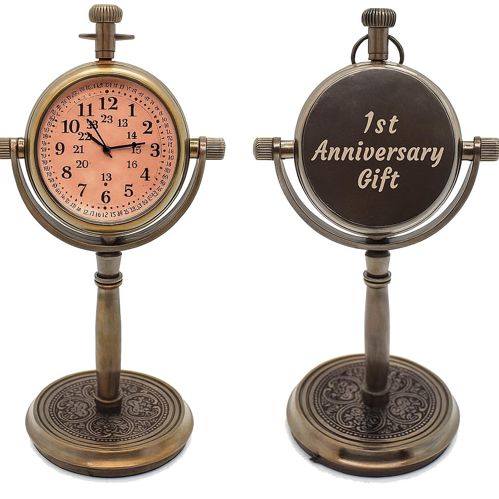 Personalized 1st for Husband or Wife | Custom Engraved Vintage Table Clock, Retro Home & Office Decor Gift | Custom Love Keepsake Gift for Husband & Wife