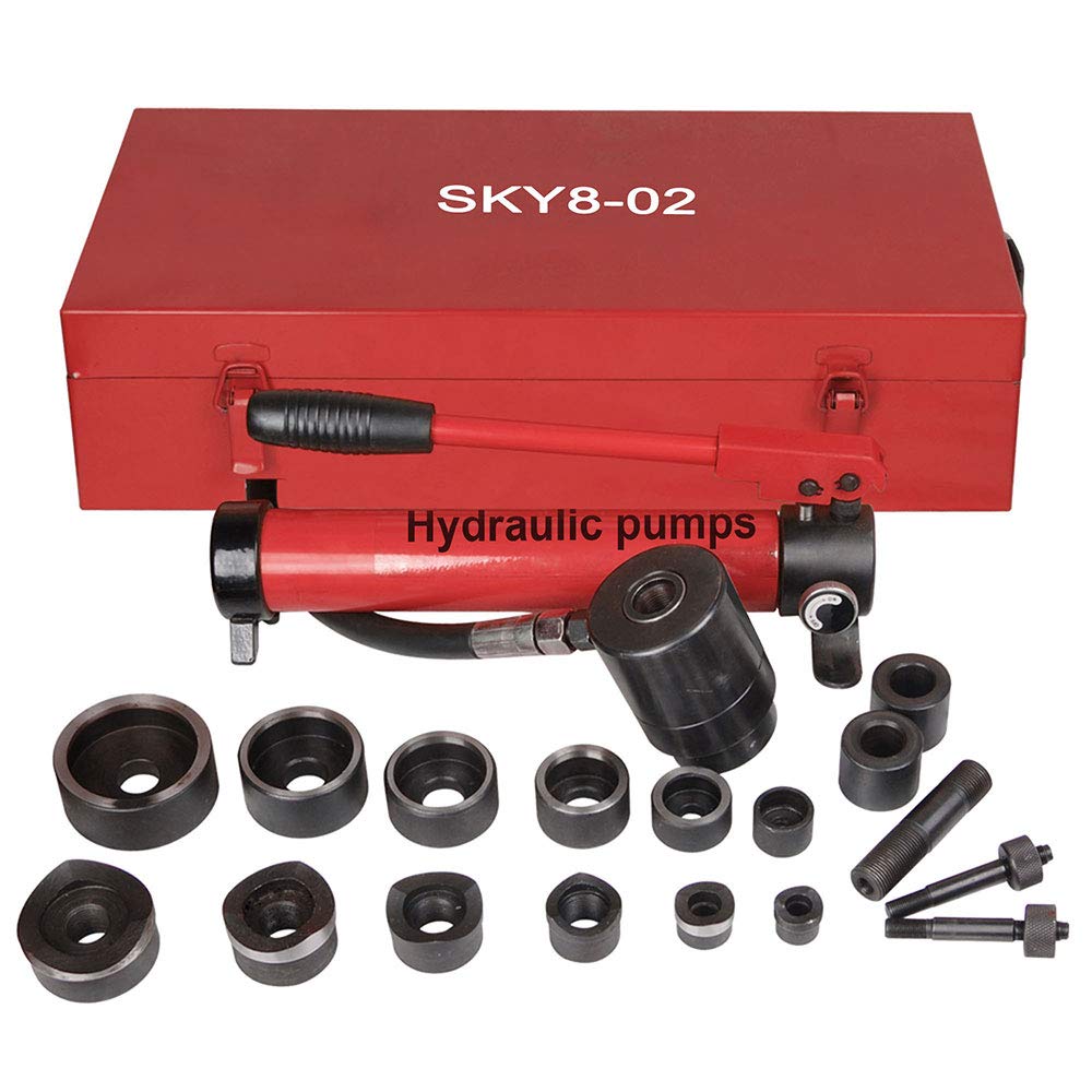 Pneumatic 10 Ton Air Hydraulic Knockout Punch Drive Hole Complete Set Metal Case 1/2 to 2 Dies