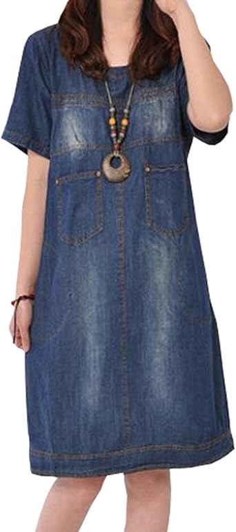 round neck denim dress