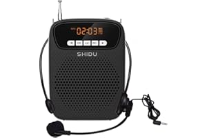 Voice Amplifier Wired Microphone Support Bluetooth, FM, Recording 15W All in One Speaker Hear Loud with Mask On for Teachers,