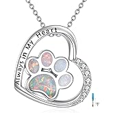 YFN 925 Sterling Silver Dog Cat Cremation Urn Necklace to Hold Ashes Dog Cat Paw Print Keepsake Pendant with 18+2 Inch Chain Jewelry for Loss of Beloved Dog Cat, Sympathy Gift for Women