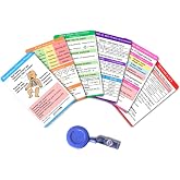 6 Pediatric Nursing Reference Cards with Badge Reel - Peds Vital Signs and Nurse Cheat Sheets for Nursing Students - Pediatric Nurse Essentials and Accessories