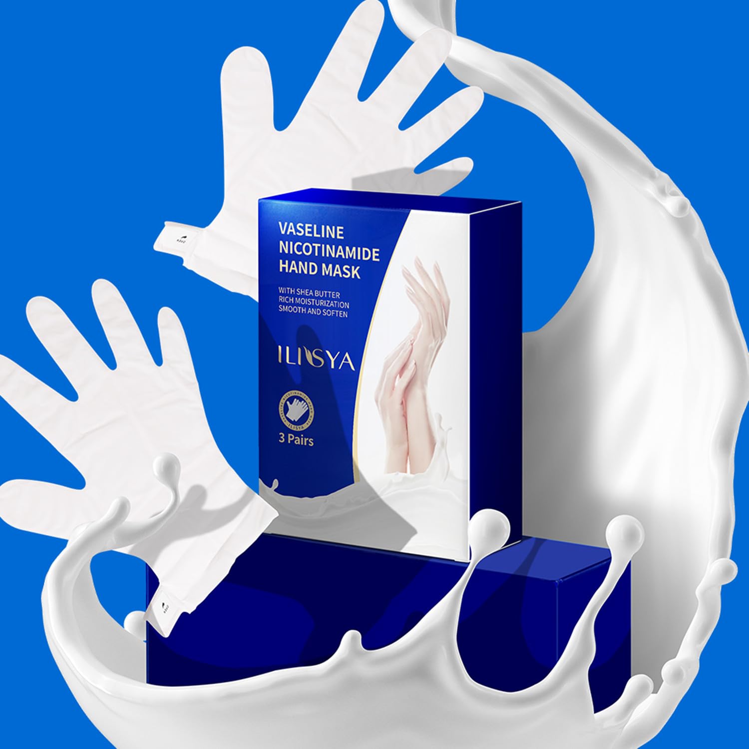 Hand Masks for Dry Hands Moisturizing Spa Hand Gloves Vaseline Shea Butter Milk Extract with Cream Lotion Rough Skin Repair Glove Hand Care 3 Packs
