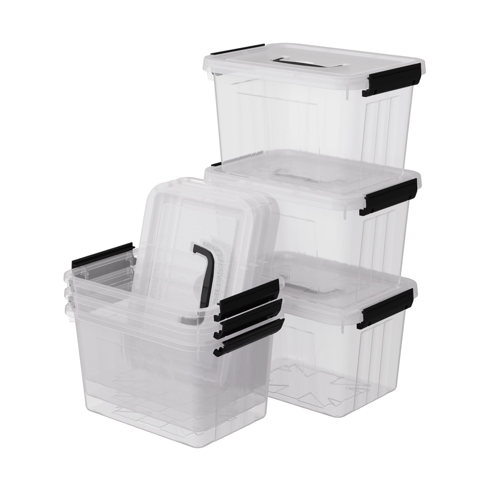 Annkky 6 Liter Small Plastic Storage Box with Lid, Clear Lidded Boxes