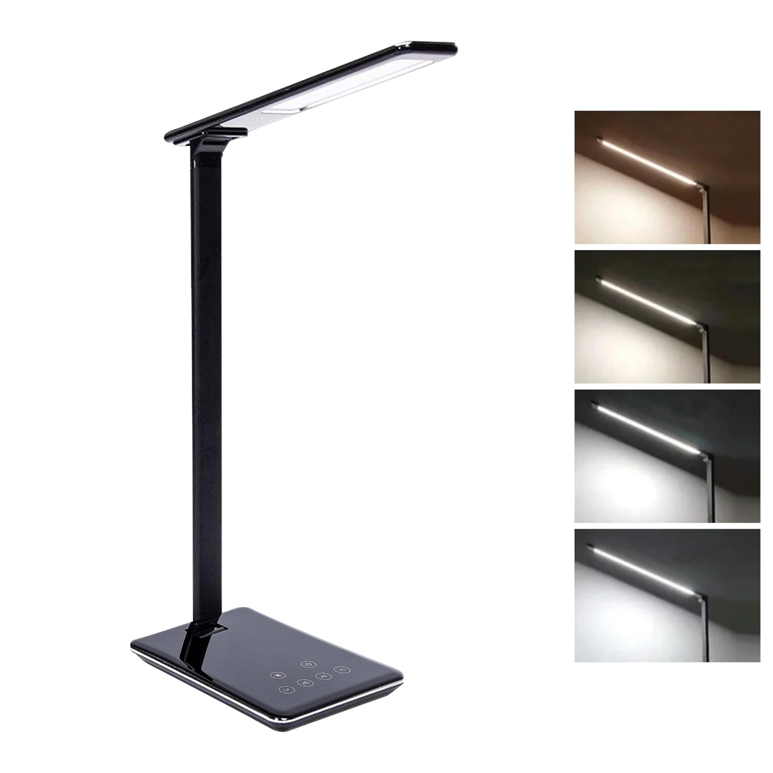 ARSUK Desk Lamp - LED Reading Light with Touch Control, Adjustable Brightness & 4 Color Modes, Foldable Dimmable Study Lamp for Office, Bedroom & Home Desk - Eye-Caring Portable Daylight Lamp (Black)