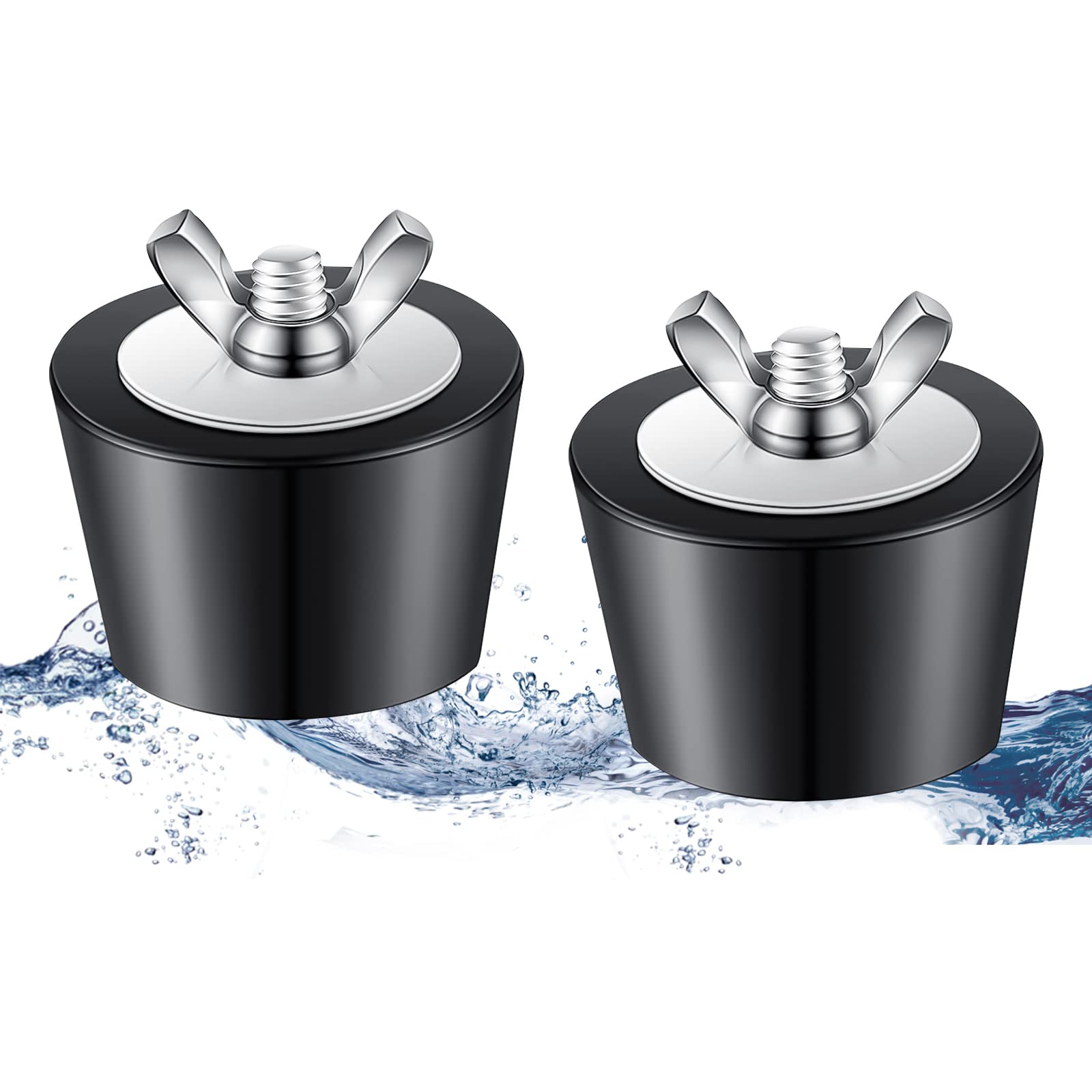 MplehDa XYF-068 Stainless Steel Winter Plugs, Pack of 2, Black, Protects Swimming Pool Drain Pipes