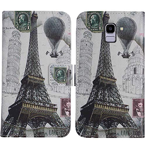 TienJueShi Eiffel Tower Book-Style Flip Leather Protector Case Cover TPU Silicone Etui Wallet for Samsung Galaxy A6 Plus 2018 A9 Star lite 6 inch