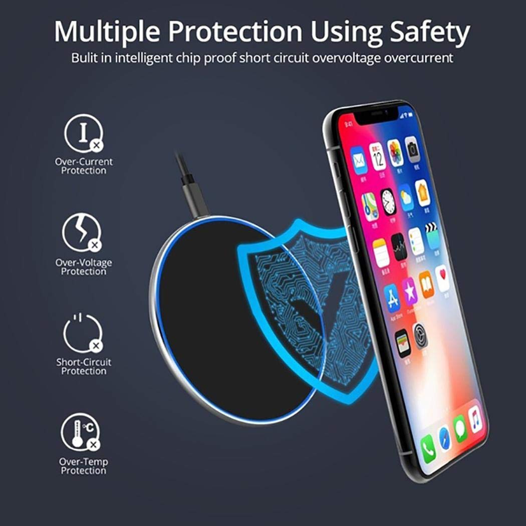 Junio1 Pratico Caricabatterie Wireless per Telefono da casa Portatile da Viaggio Portatile Caricabatterie a induzione