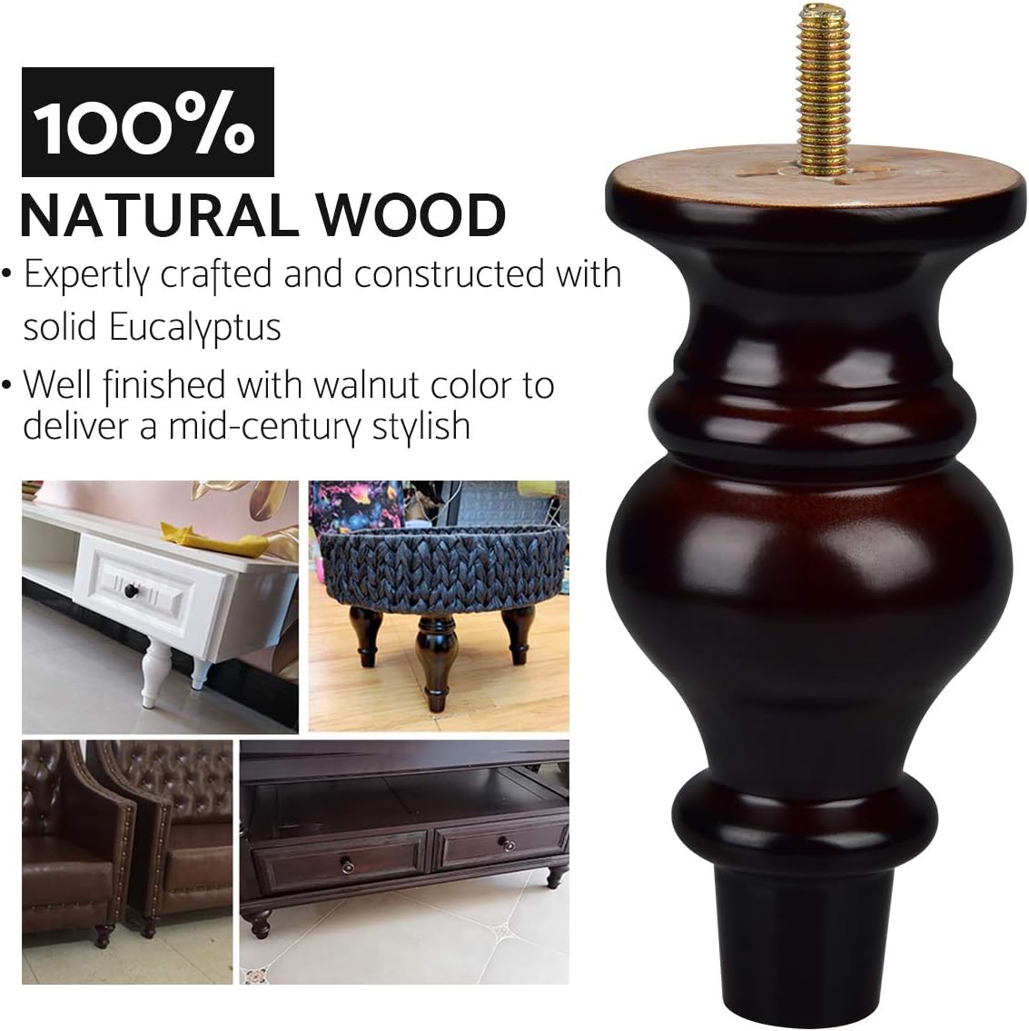 6 inch Solid Wood Furniture Legs - Image 4