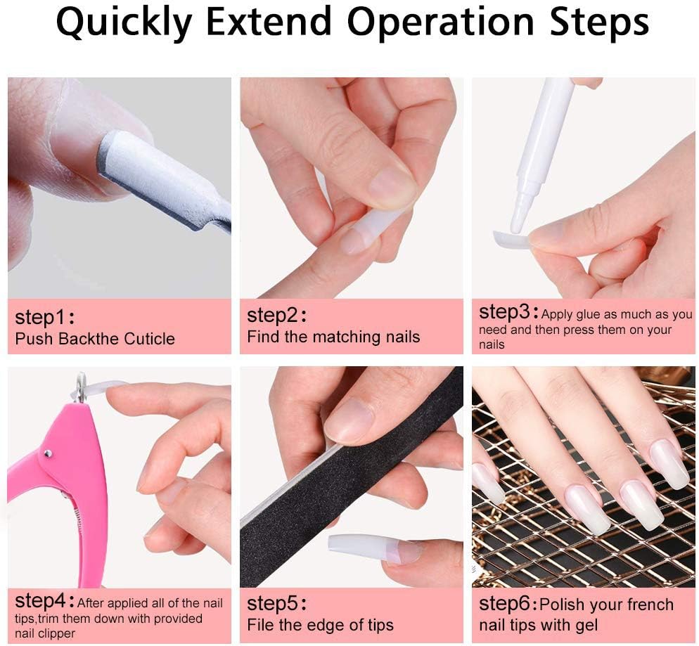 Yiouou Natural False Nails Fake Nails Artificial Nail Tips,500 Pcs Oval French Acrylic Style Fake Nails Tips with Box and Acrylic Nail Clipper for Women Girls Nail Art Salons and Home DIY,10 Sizes - Image 5